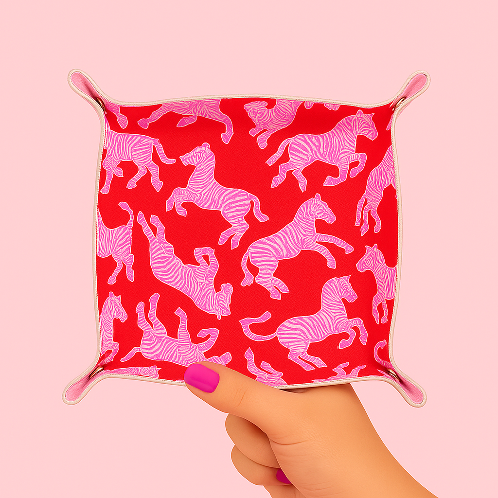 Pink & Red Zebra Catchall Tray