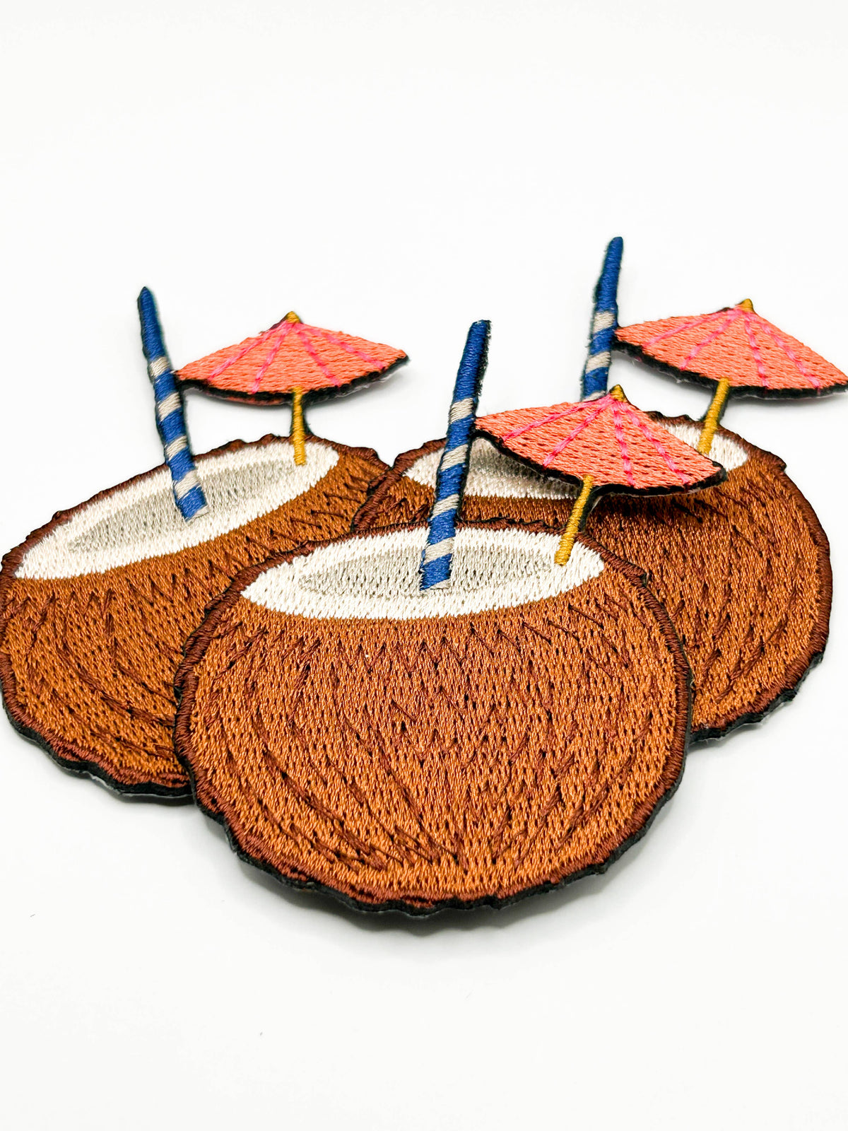 Coconut Drink Embroidered Patch Tropical Vacation Summer