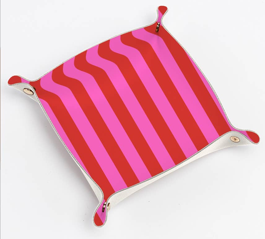 Pink & Red Preppy Stripe Trinket Tray