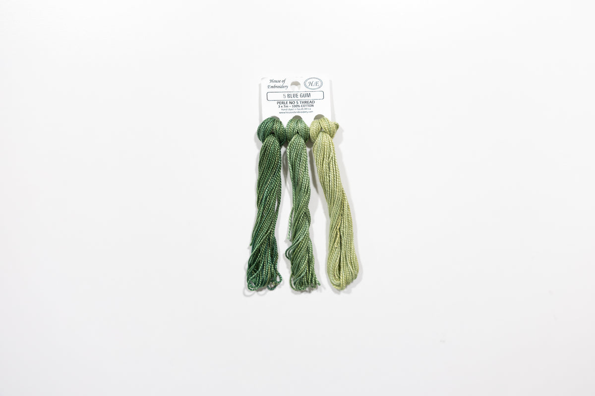 Blue Gum - Cotton Perle #5 Thread Set (3 Mini Skeins)