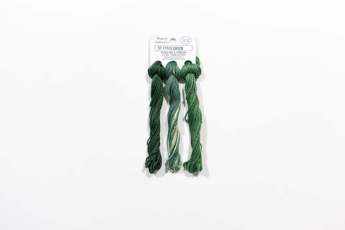 Christmas Green - Cotton Perle #5 Thread Set (3 Mini Skeins)
