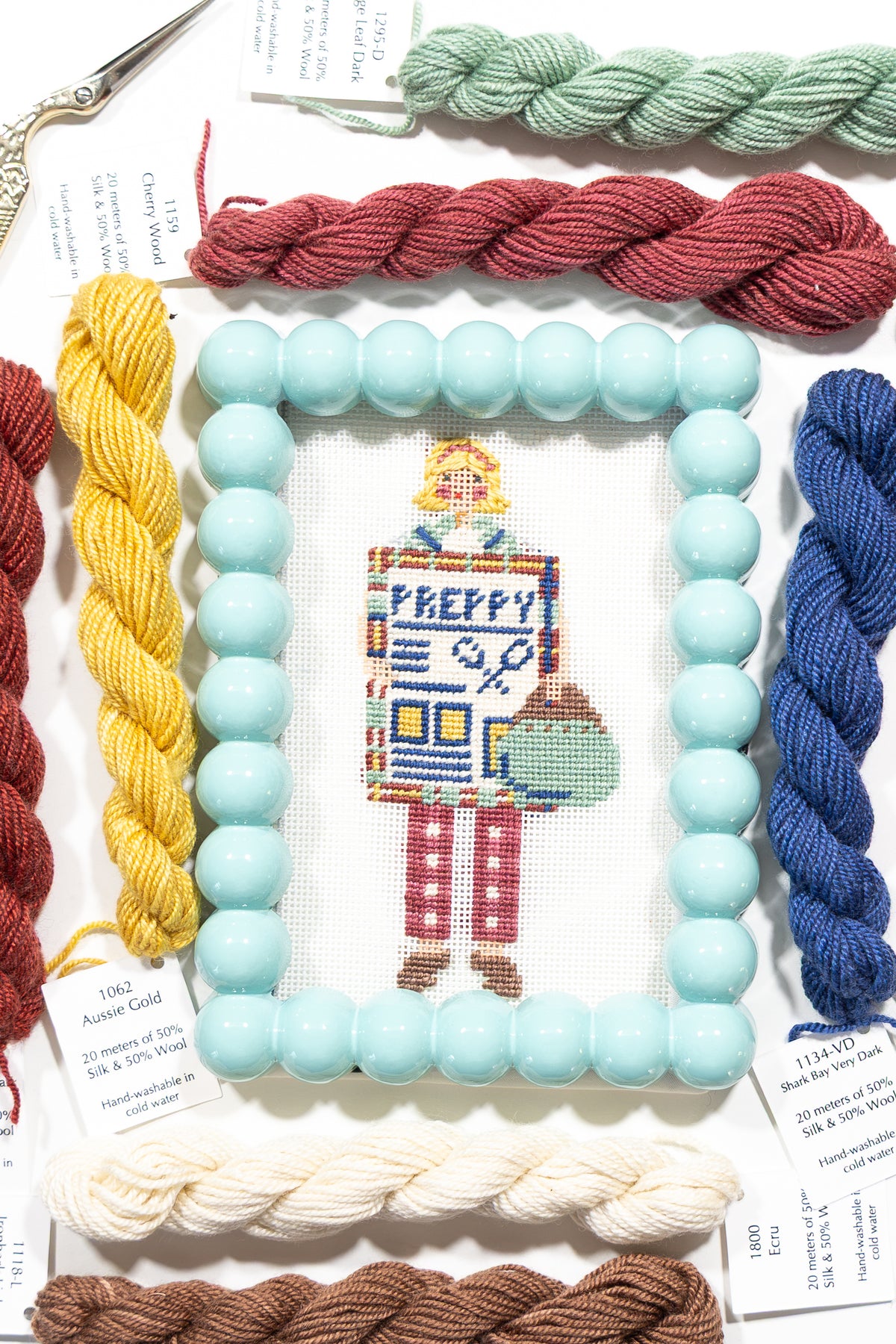 Preppy Girl Needlepoint Canvas - Jennifer Vallez