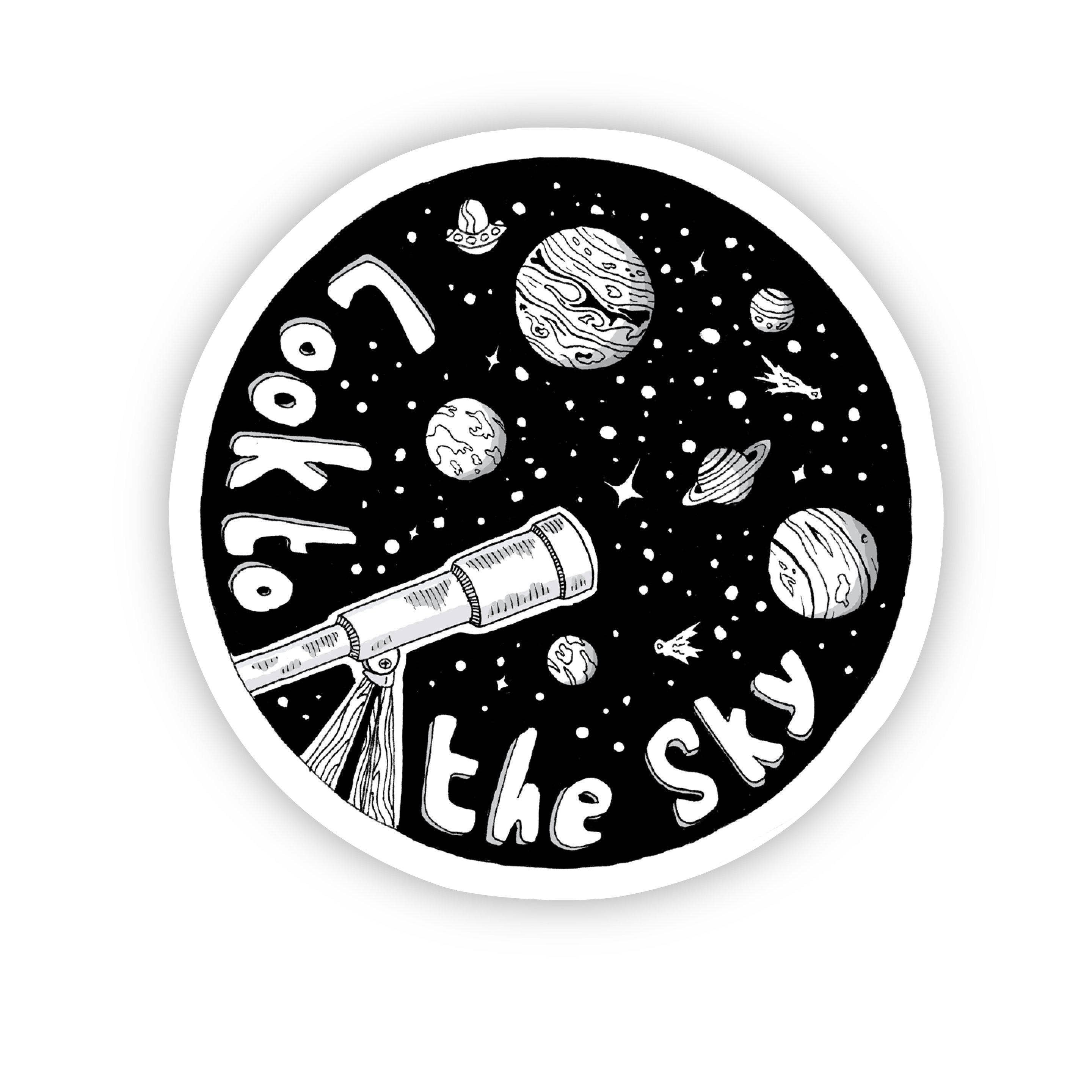 Look to the Sky Space Sticker Black & White