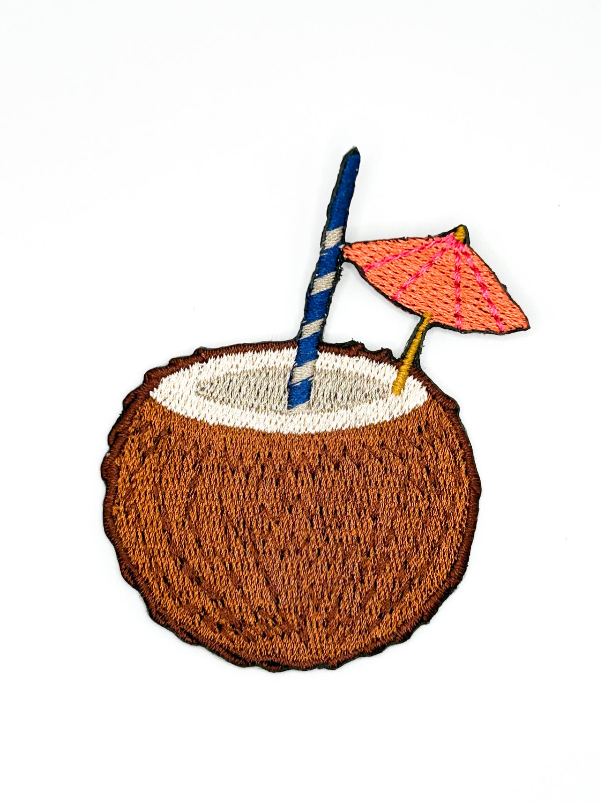 Coconut Drink Embroidered Patch Tropical Vacation Summer