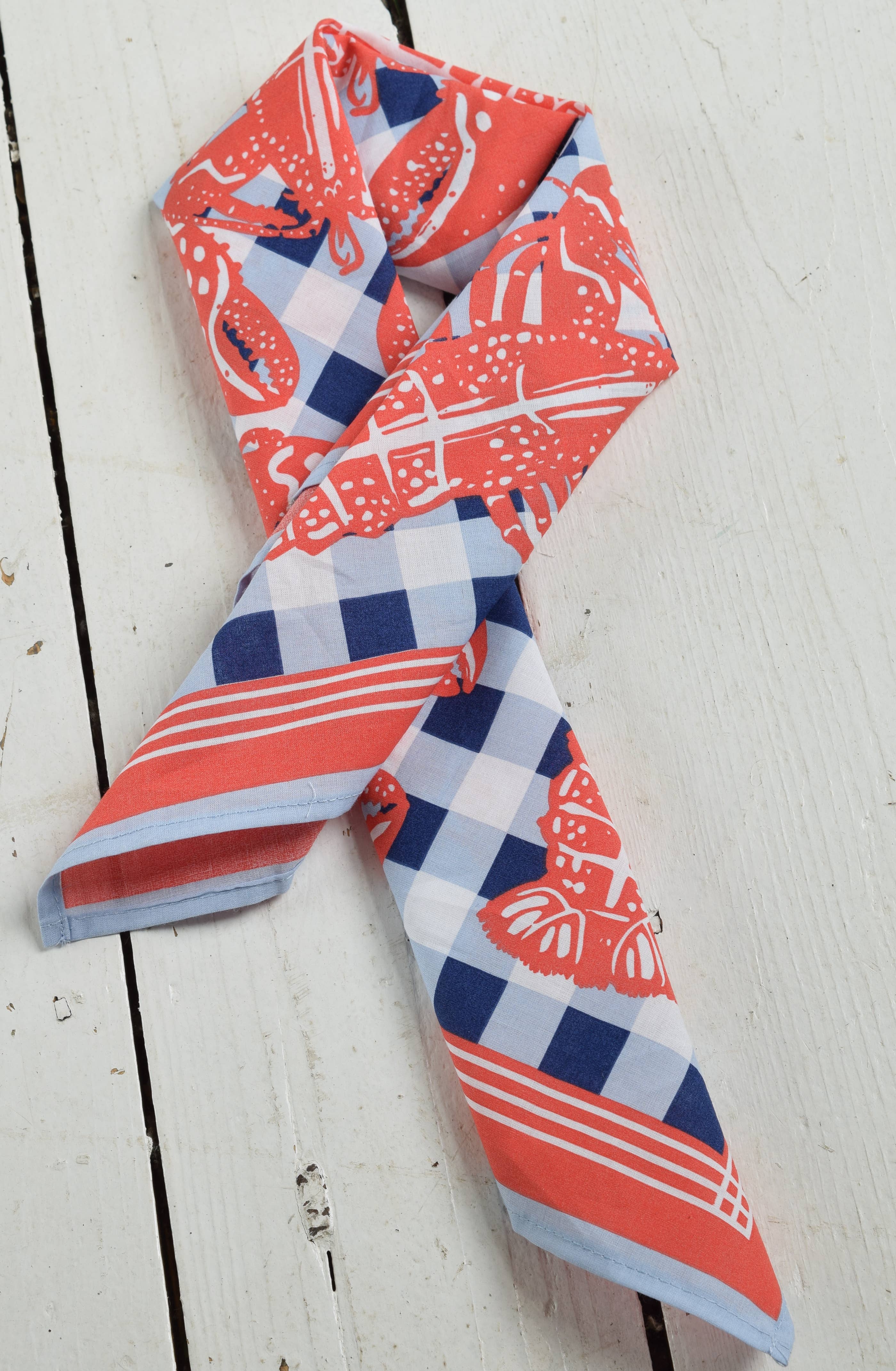 Nautical Gingham Lobster Bandana