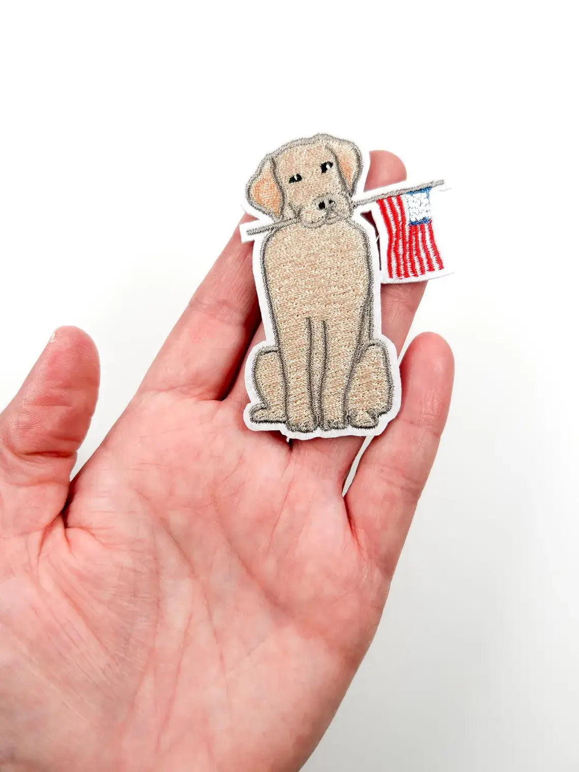 Yellow Labrador American Flag Iron-On Patch