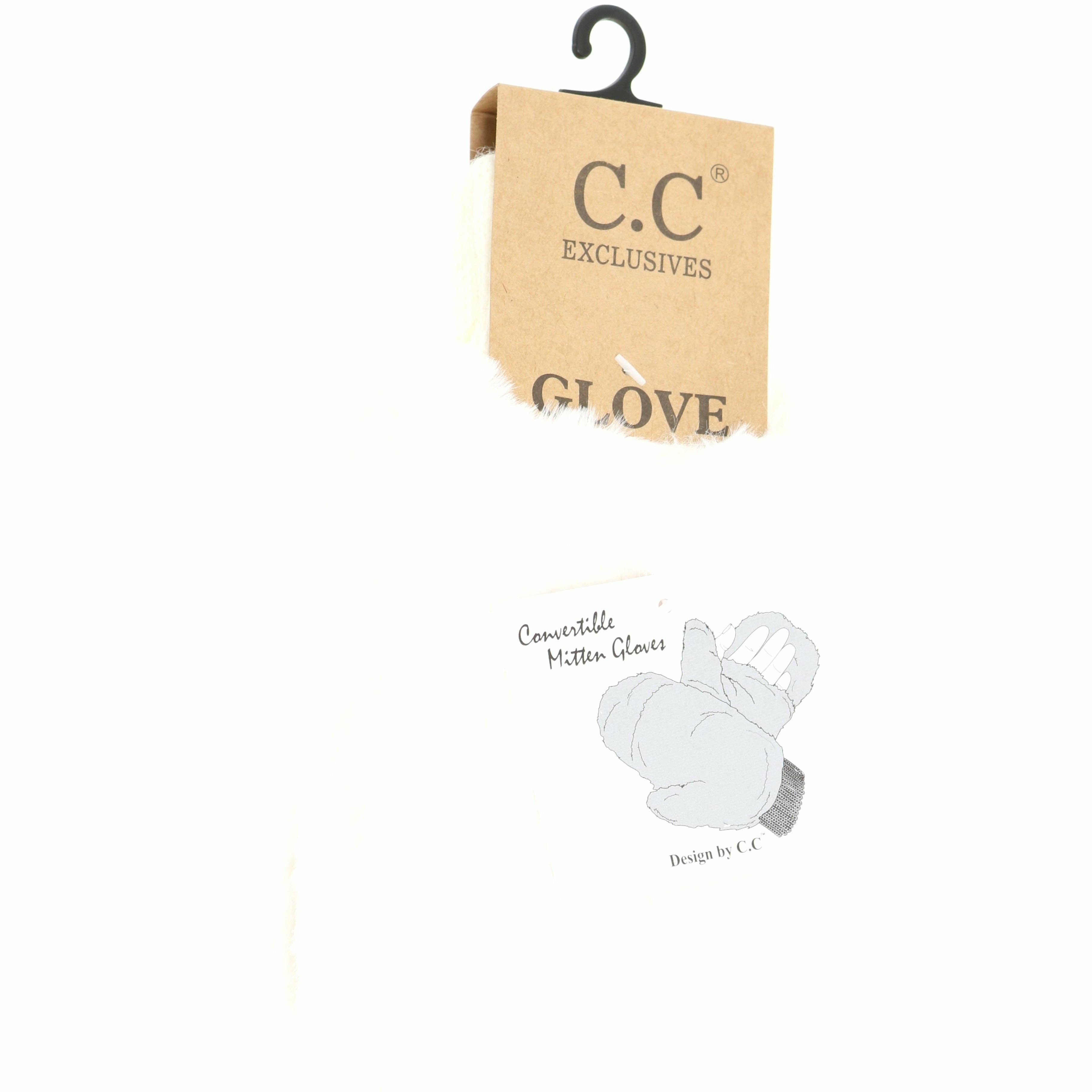 Fuzzy Lined Fur Women's Convertible Mittens