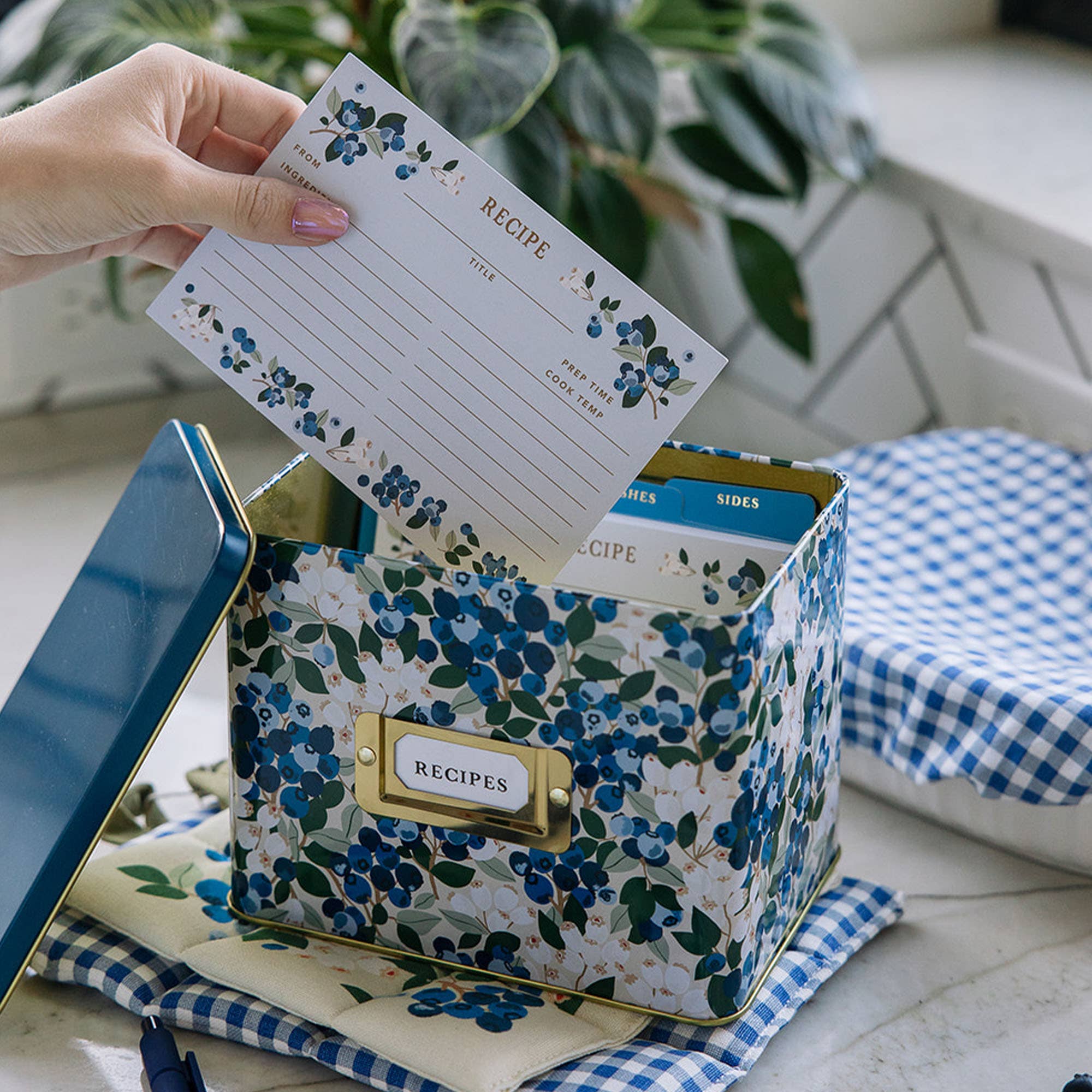 Blueberry Field Tin Recipe Box