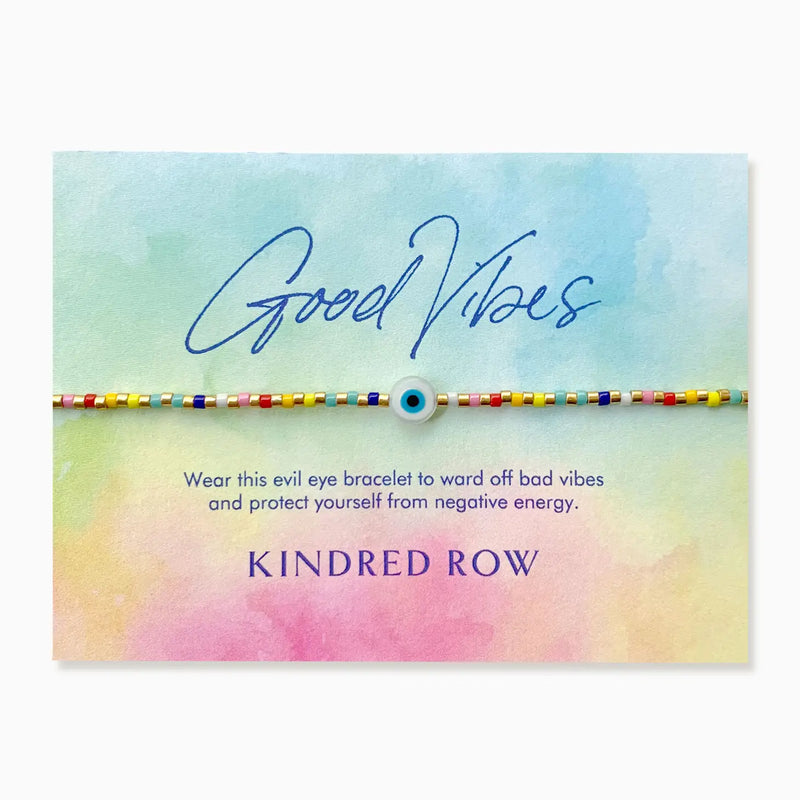 Evil Eye Beaded Bracelet, Rainbow