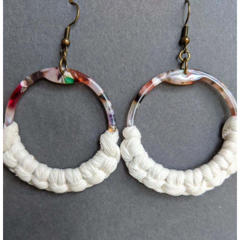Wrapped Multicolor Tortoise Hoops in White