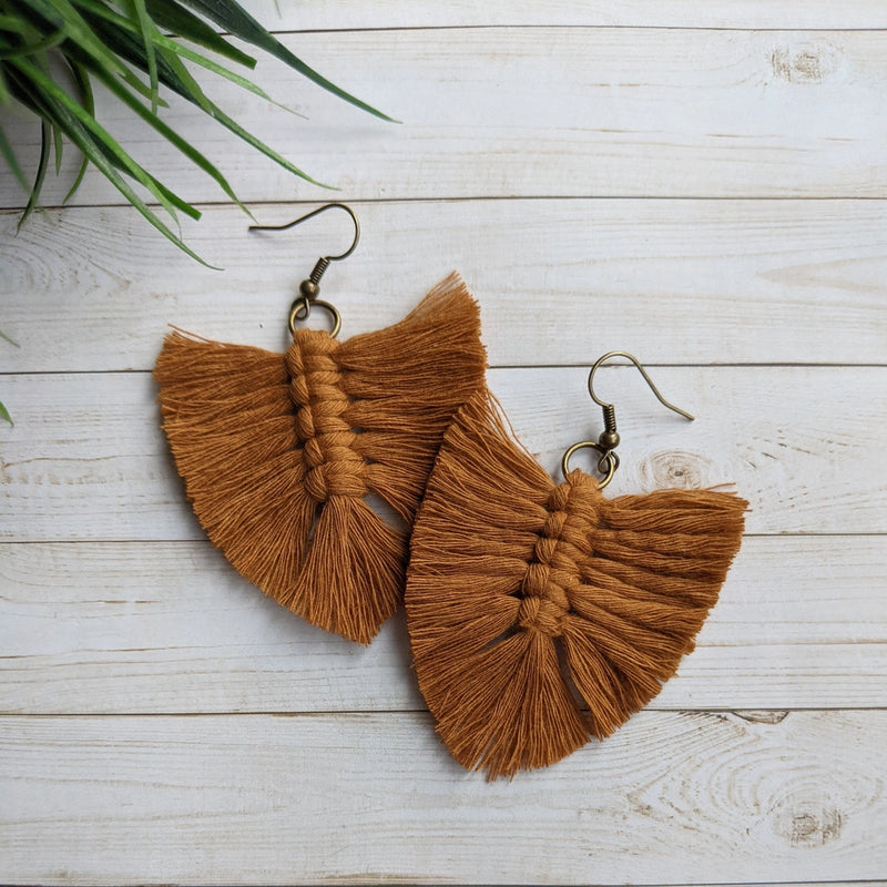 Feather Fringe Macrame Earrings