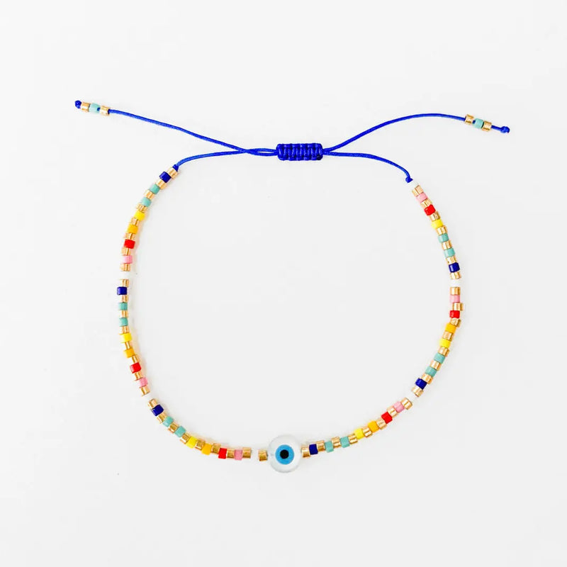 Evil Eye Beaded Bracelet, Rainbow