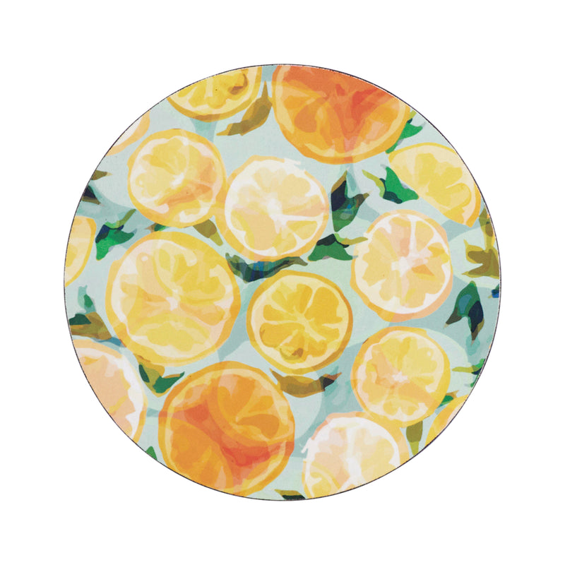 Lemon Slices Round Art Coasters