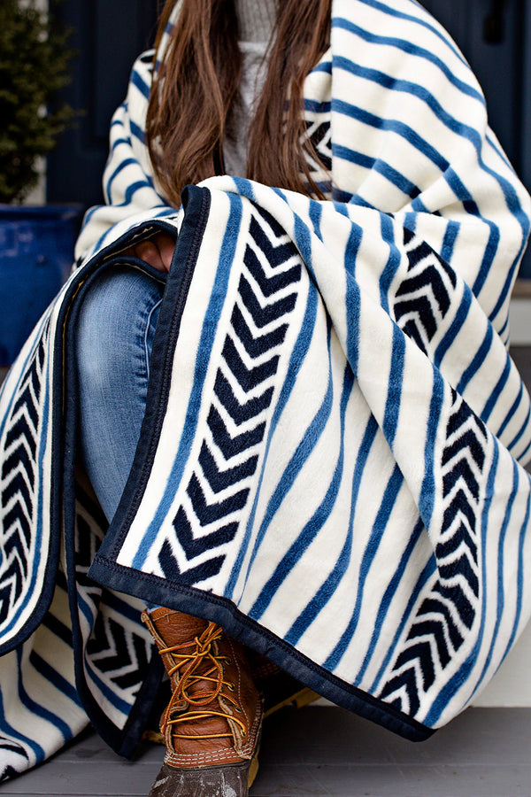 Bar Harbor Stripe Blue Blanket Chappy Wrap