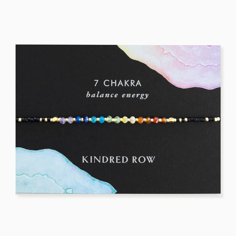 Chakra Rainbow Healing Gemstone Stacking Bracelet, Black