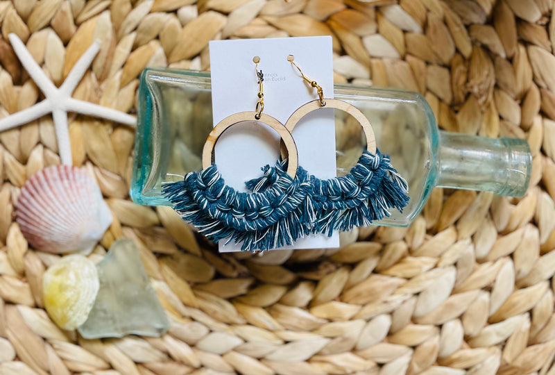 Wood Macrame Earrings