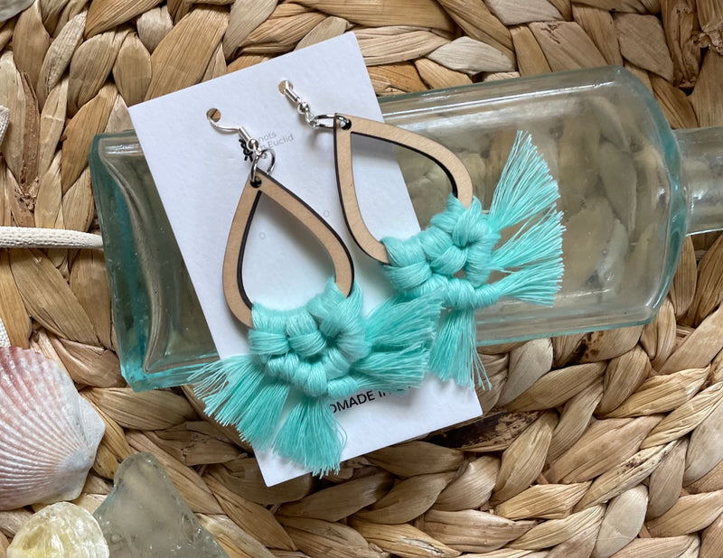 Wood Macrame Earrings
