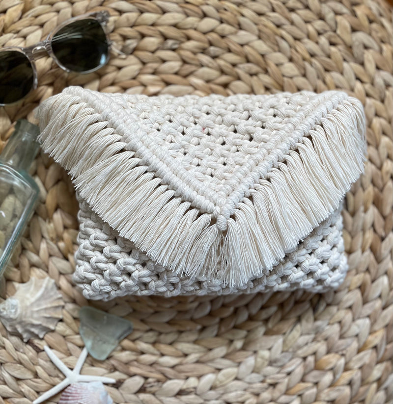 Macrame Fringe Clutch
